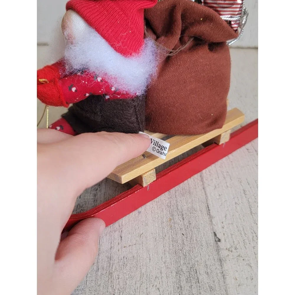 Village gnomes red sled‎ present tree Xmas Decor figure